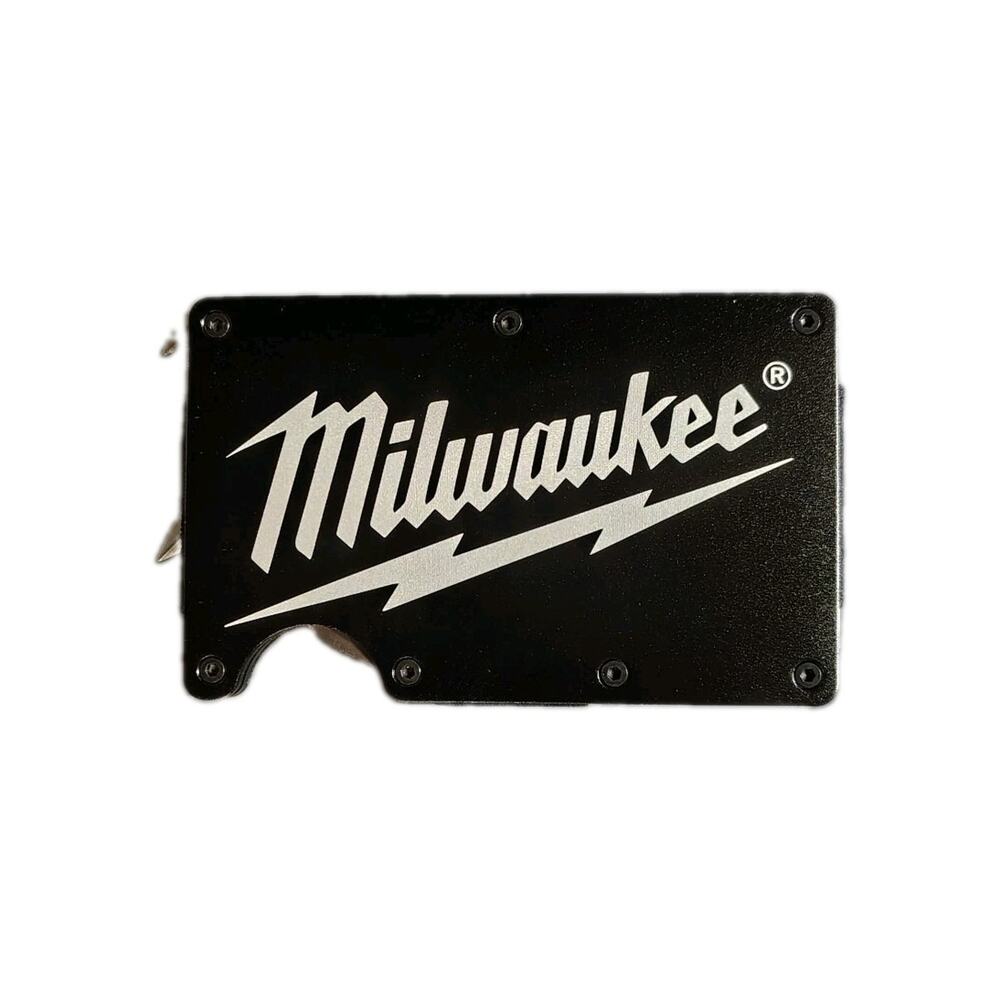 New Milwaukee Tools Mens Black Wallet Card Holder Money Clip Fast Shipping